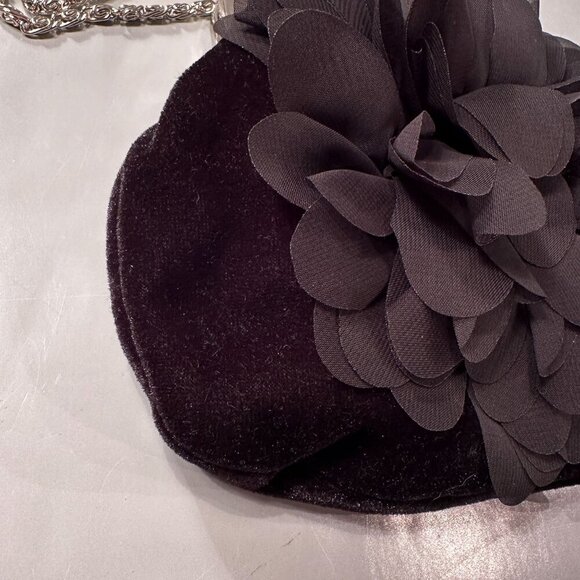 Velvet Flower Crossbody Evening Coin Purses Party Clutch Vintage Handbag Black - Picture 7 of 15